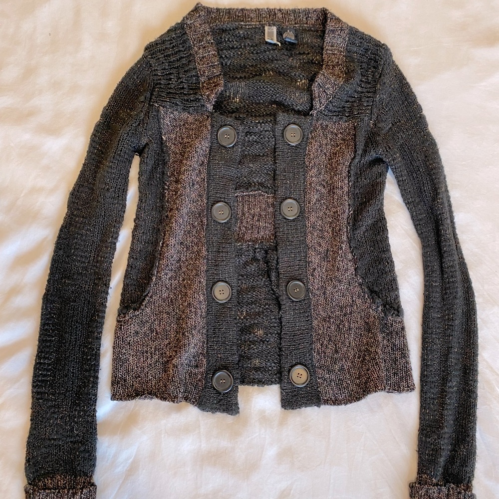 Black and Brown Sweater with front buttons - size: Small
